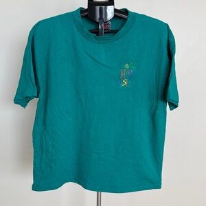 Single Stitch Maui Oneita Teal Embroidered T-Shirt 100% cotton large